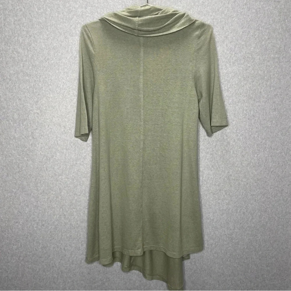 Prairie Underground Cowl Neck Hemp Blend 3/4 Sleeve Asymmetrical Tunic Dress - Picture 6 of 6